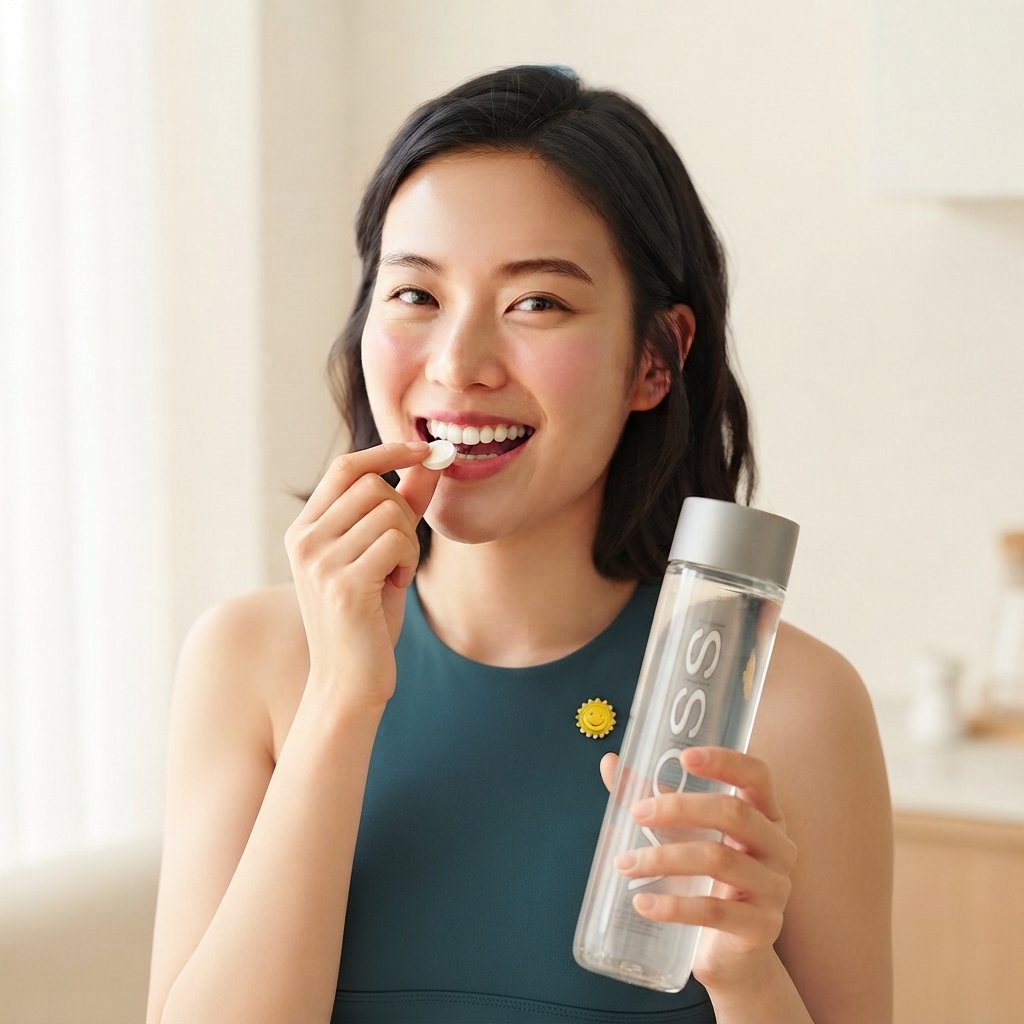 Health & Wellness category - woman taking supplement