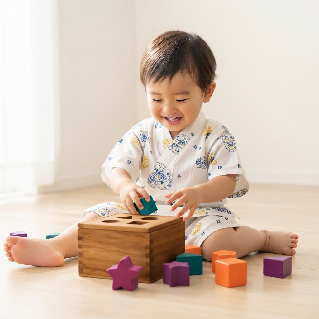 Baby & Kids category - toddler with wooden toy